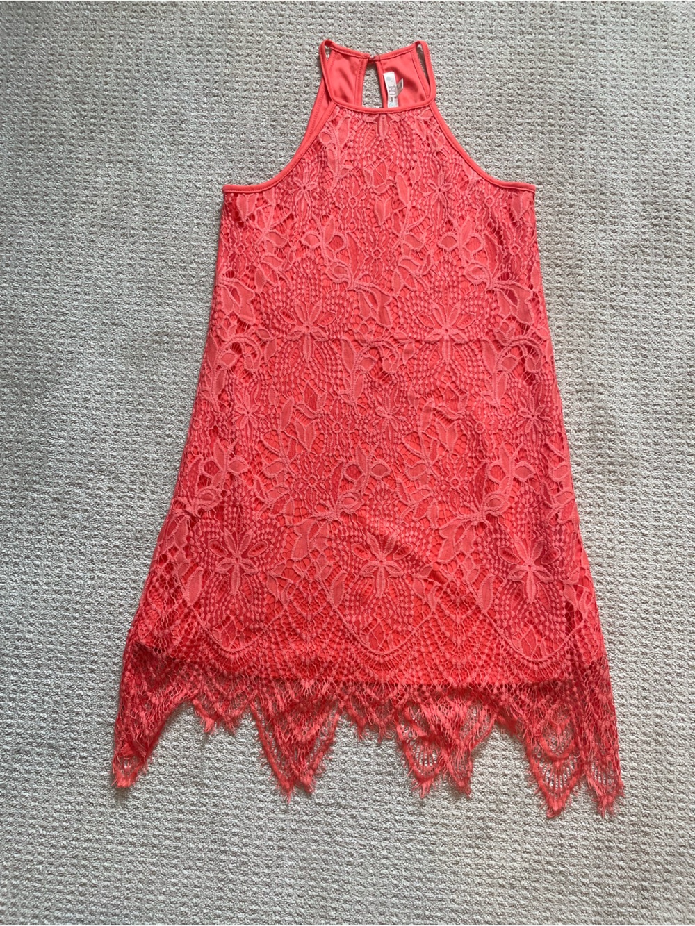 Coral Lace Sleeveless Shift Dress